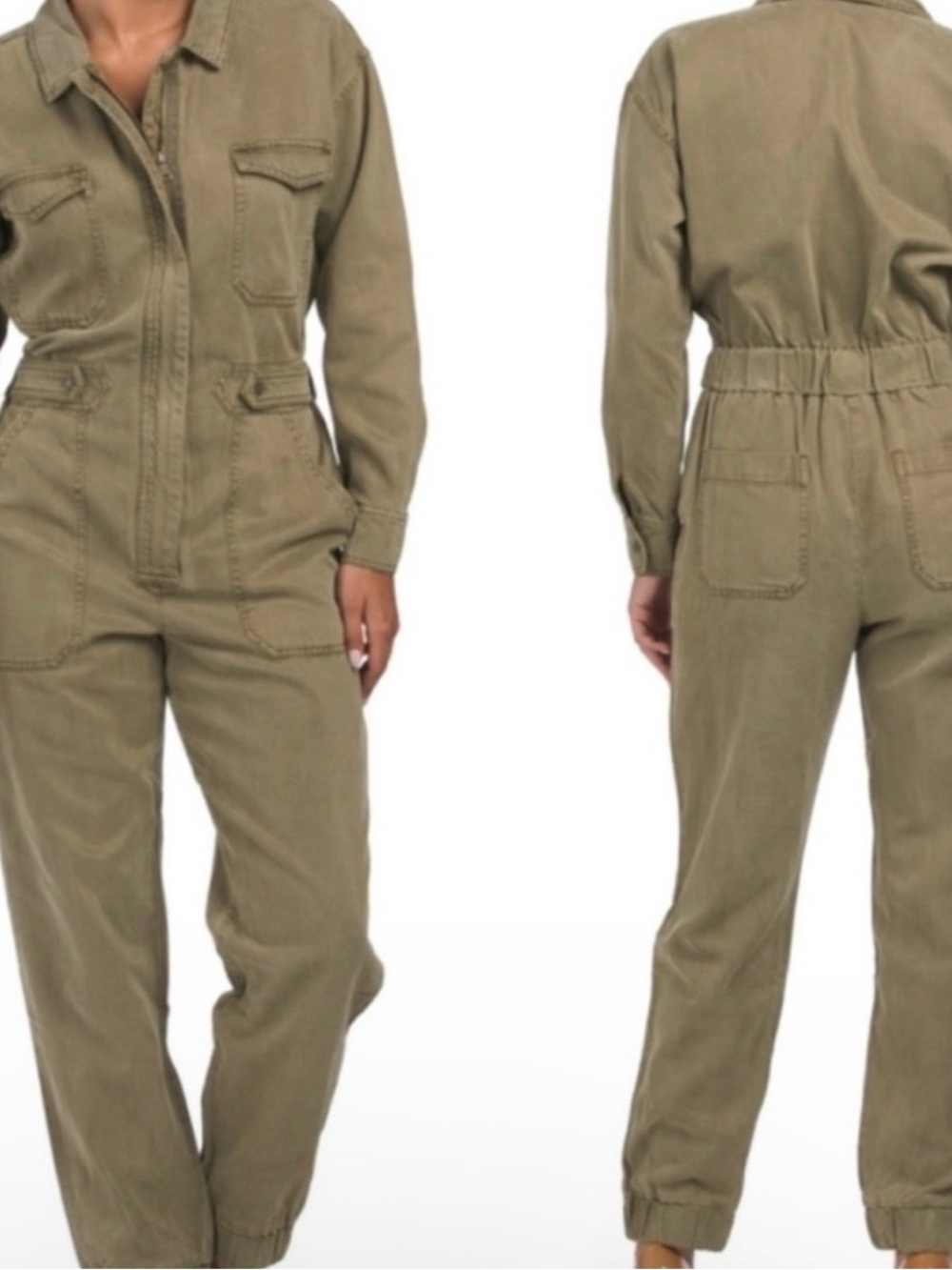 Young Fabulous and Broke Women's Olive Utility Jumpsuit with Pocket Details